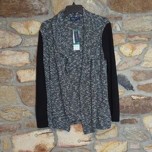 Jones New York Black Combo Knit Cardigan